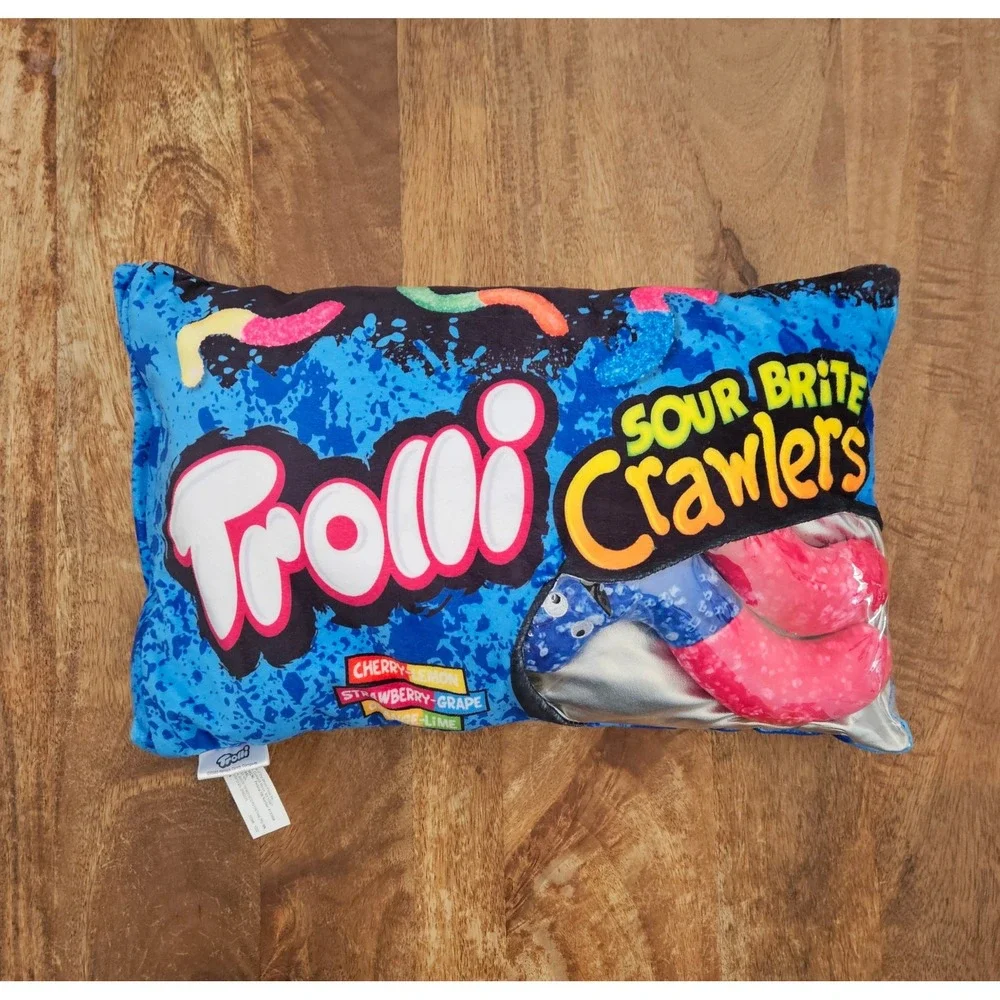 Trolli Sour Brite Crawlers Throw Pillow W/ Mini Plush Worm Pieces Inside